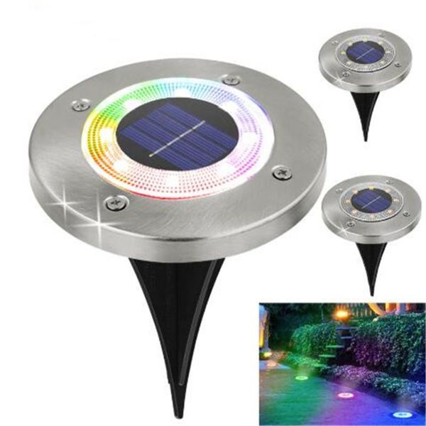 

solar light outdoors floor lighting for pathway yard round garden decoration night lamp waterproof in-ground rgb christmas lampe lawn lamps