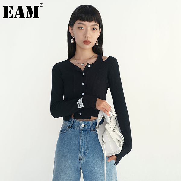 

[eam] black off shoulder knitting cardigan sweater loose fit o-neck long sleeve women fashion spring autumn 1dd5838 21512, White;black
