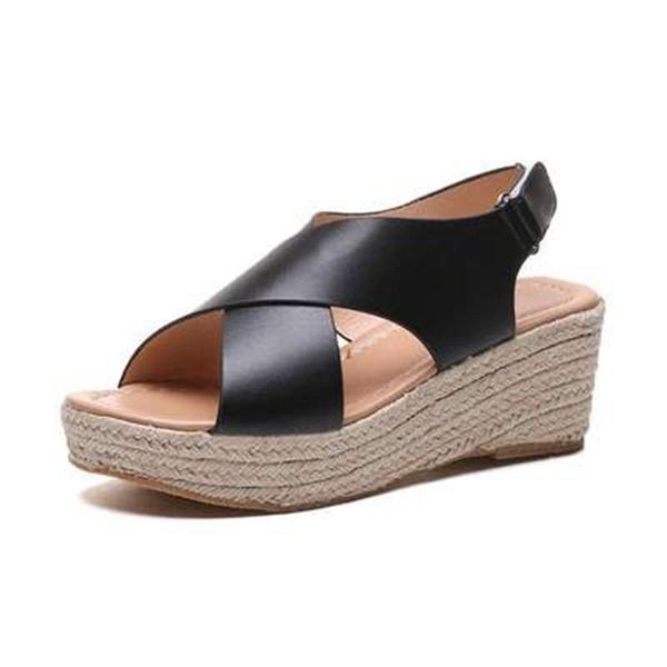 

dress shoes 2021 super fire trifle bottom sandals women cross strap thick outer beach, Black