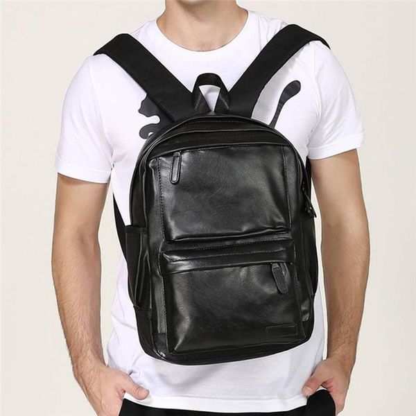 

backpack men leather school bag fashion waterproof travel casual book male