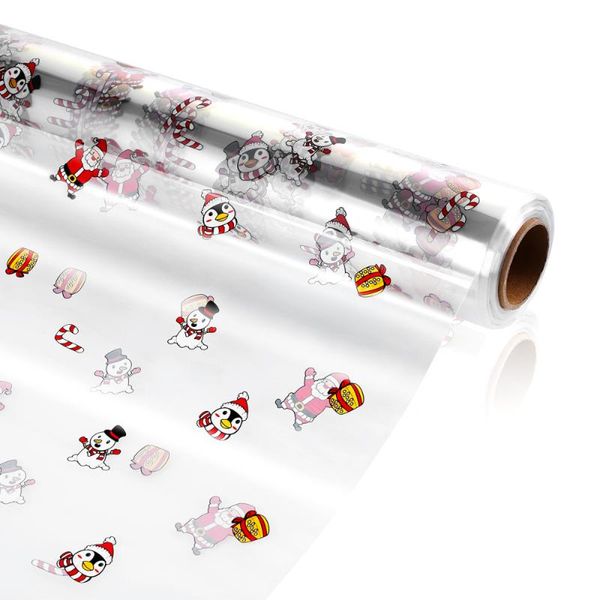 

gift wrap stobok cellophane 3 mil thickness roll santa claus pattern design bags to baskets arts