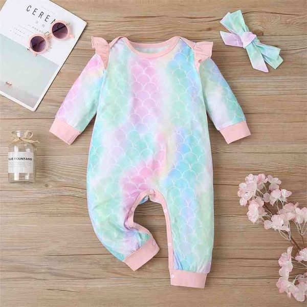 

winter style infant born baby romper long sleeve print scale muti headwear cute jumpsuits babys clothes outfits 0-18m 210629, Blue