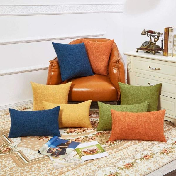 

set of 2 pillow covers rustic linen decorative square throw 45*45cm for sofa couch decoration home and bed cushion/decorative