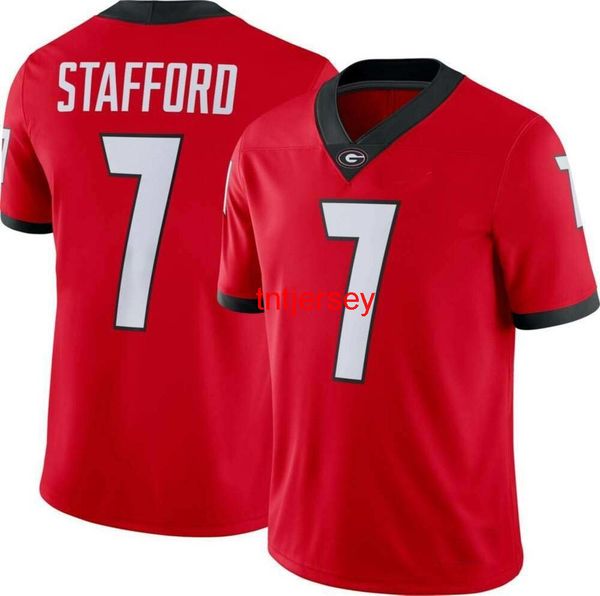 

custom georgia bulldogs matthew stafford #7 men's red ncaa jersey stitched men women youth football jersey xs-5xl, Black