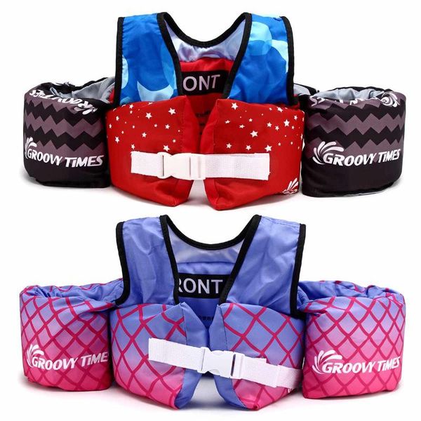 

life vest & buoy children buoyancy toddler swimming inflatable baby arm safety water float jacket boating drifting waistcoat 2 patterns
