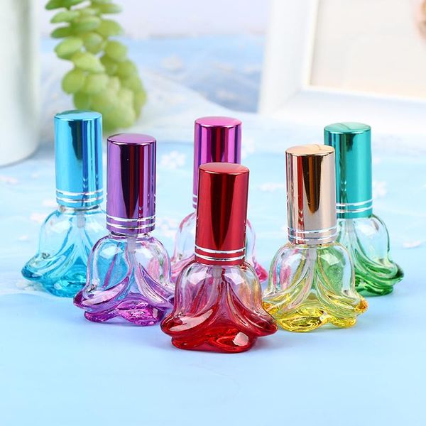 

storage bottles & jars 1pc 6ml colorful rose shaped empty glass perfume bottle small sample portable refillable scent sprayer
