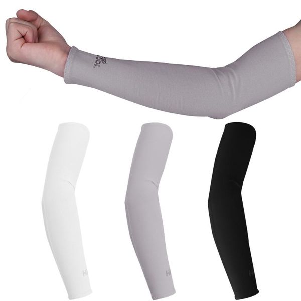 

2pcs arm sleeves summer sun anti-uv protection ice cool cycling running fishing climbing driving sunscreen bands cooling warmer elbow & knee, Black;gray