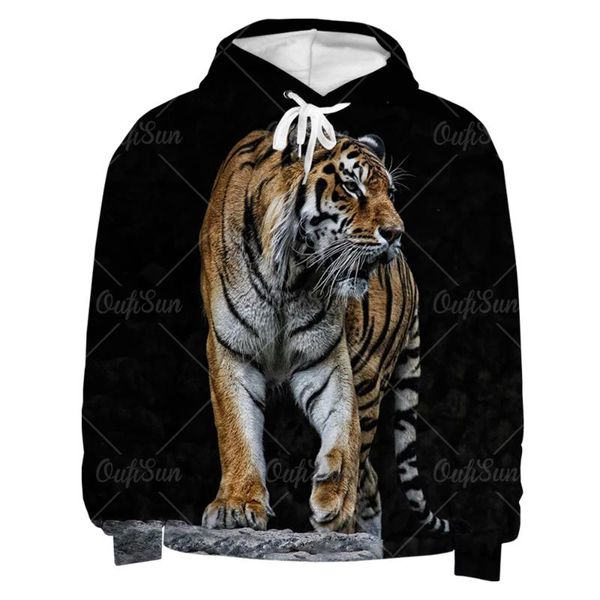

men's hoodies & sweatshirts spring and autumn forest series 3d print hoodie men tiger lion wolf animal pattern sweatshirt rock style lo, Black
