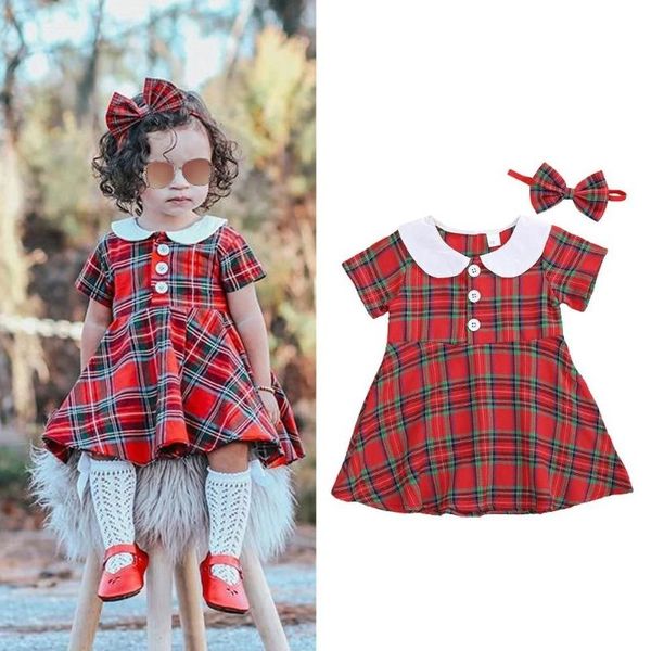 

girl's dresses classic baby dress plaid short sleeve prince for girl and, Red;yellow