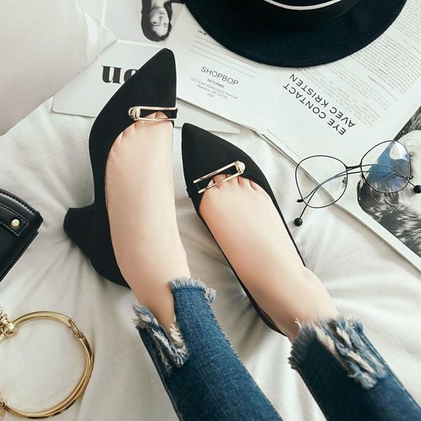 

dress shoes big size 9  11 12 ladies high heels women woman pumps cut-toed shallow-mouthed metal-trimmed heavy-heeled single, Black