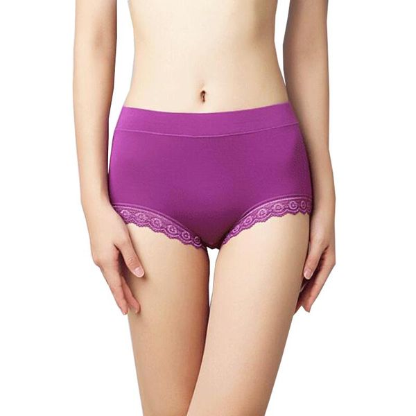 

women's panties dkert plus size solid color comfortable modal women lace sample high waist ladies briefs, Black;pink