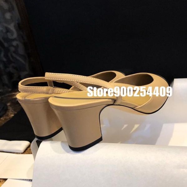 

sandals women classic genuine leather flat shoes, slingbacks shoes high heels thick heel, Black