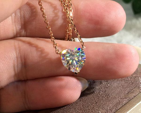 

chains 925 silver sparkling heart zircon chain choker necklace for women fine jewelry wedding party birthday gifts rose gold color