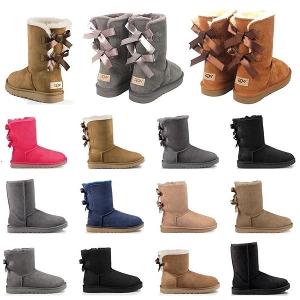 

uggs 2021 australia women snow boots fashion winter boot classic mini ankle short ladies girls women's booties grey chestnut navy blue, Black