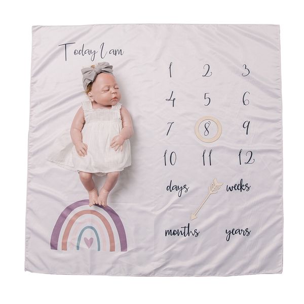 

4 pcs/set born milestone flannel blanket baby monthly record growth pography props creative background cloth 210823