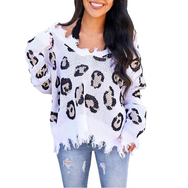 

women's sweaters spring autumn winter women v-neck leopard knitted pullovers swetry damskie long sleeve jumpers sweater tejido, White;black