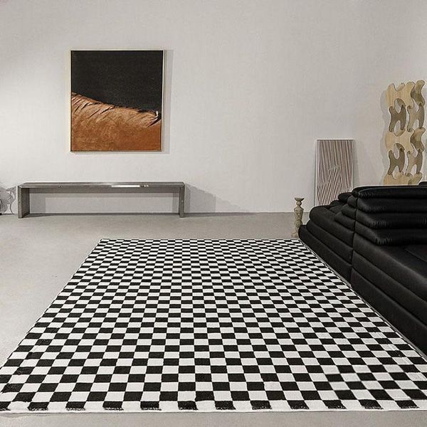 

carpets ins black white plaid rug large plush for living room soft checkered area rugs bedroom kid play mat bedside