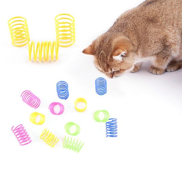 

cat toys 4pcs/set spring plastic colorful interactive toy kitten playing supplies pet set