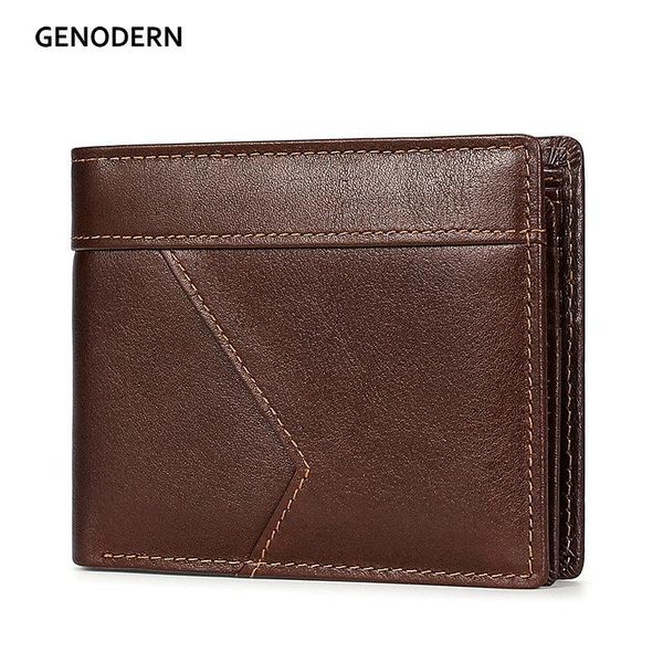 

genuine leather men's wallet anti rfid european & american retro oil for men bifold male purse wallets, Red;black