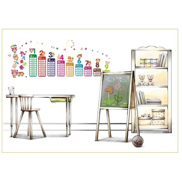 

wall stickers cartoon multiplication table pvc removable sticker diy kid bedroom living room home decor ksi999