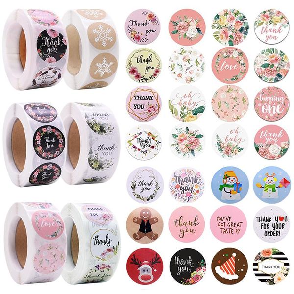 

gift wrap 500pcs/roll 2.5cm thank you stickers seal labels packaging wedding birthday party offer stationery sticker