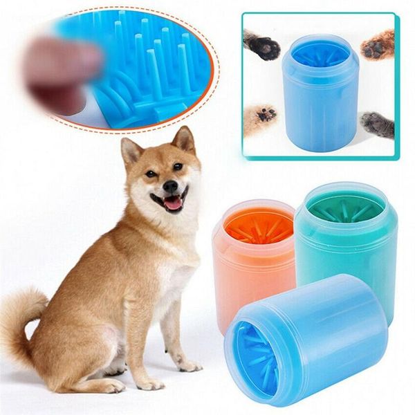 

dog cleaner cup soft silicone comb pet foot cleaning brush to wash dirty cat bucket grooming