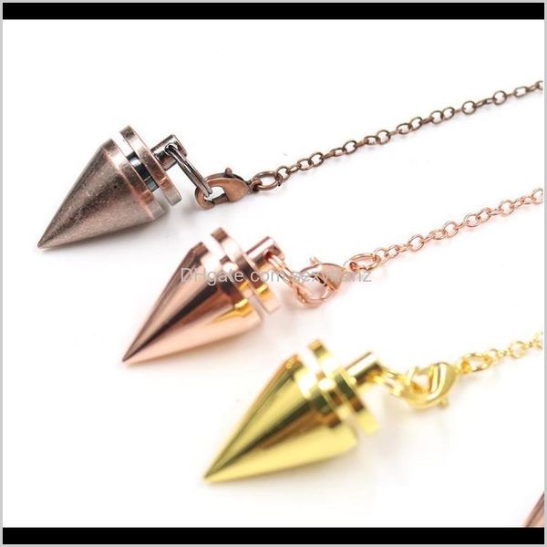 

rock crystal quartz small cone metal pendant pendulum for dowsing healing spiritual pendulo women men amulet reiki wicca pendule qyles fnus8, Black