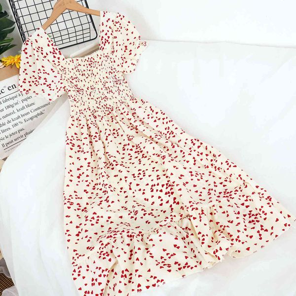 

bohemian summer floral print dress women elegant square collar short sleeve a-line ruffle vestidos casual flower chiffon dresses y0603, Black;gray