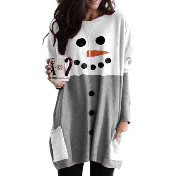 

casual dresses halloween dress long sleeve grimace print color matching hedging o neck robes femme pocket midi vestidos women, Black;gray