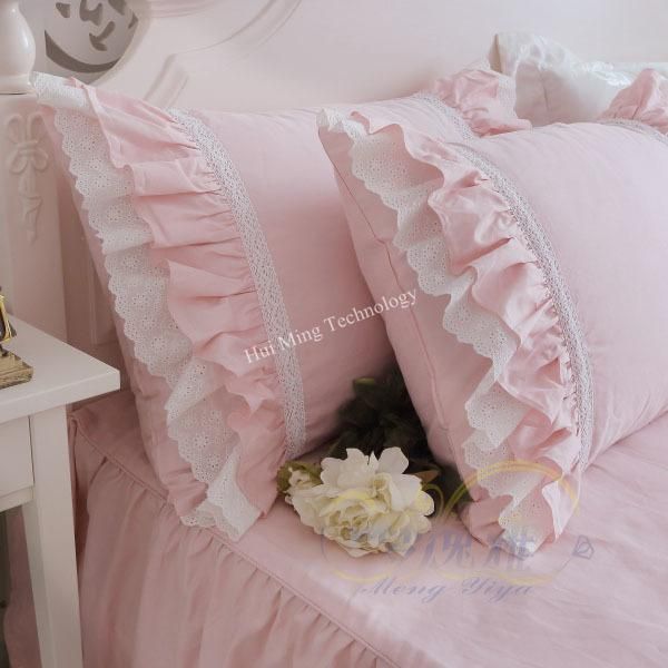 

pillow case europe luxury cake layers ruffle pillowcase pink handmade wrinkle elegant cases cover bownot design sweet princess