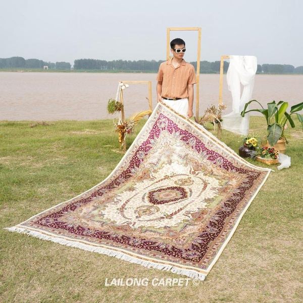 

carpets 6'x9' oriental silk area handmade carpet turkish (zqg259a)