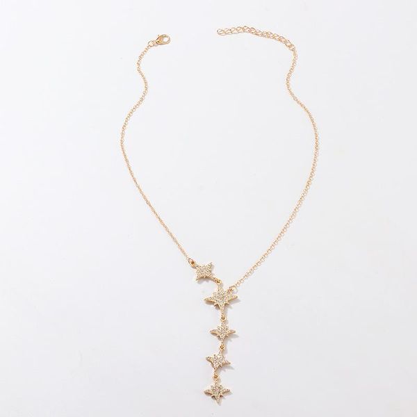 

chains arrival womens alloy necklaces golden set auger star banquet jewelry for girls party, Silver
