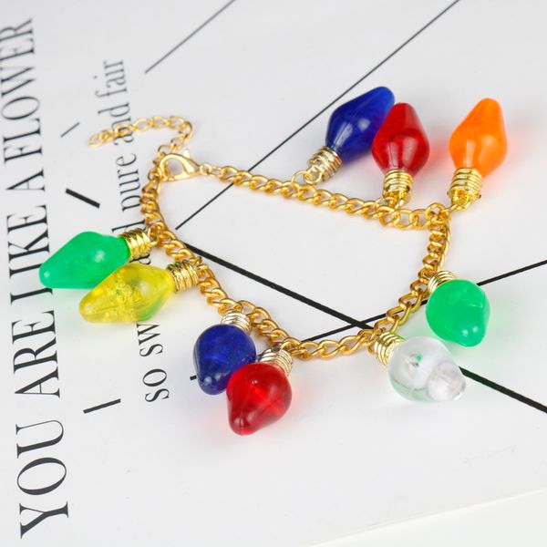 

Movie Stranger Thing Christmas Tree Lights Charms Lobster Clasp Bulb Bangles Bracelet Women Girls Charms Birthday Gift