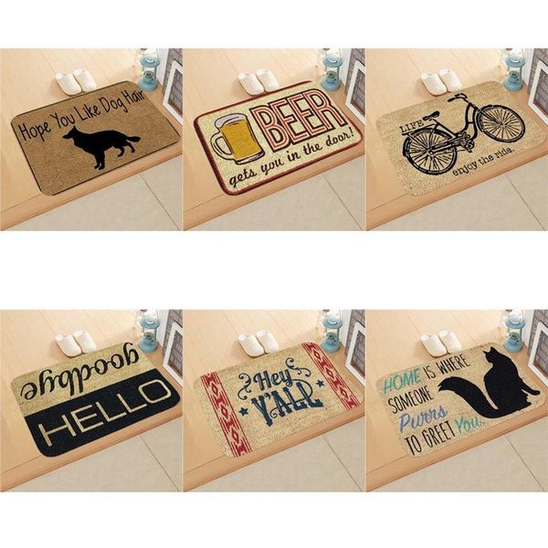 

letter words dog doormats retro pattern fleece anti-slip carpet rug bathroom entrance indoor floor mat home deco 40*60cm carpets