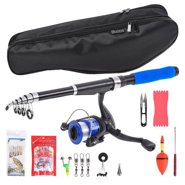 

2.1m fishing rod accessories reel combo kit pole spinning bait swivel tackle tool set in bag boat rods
