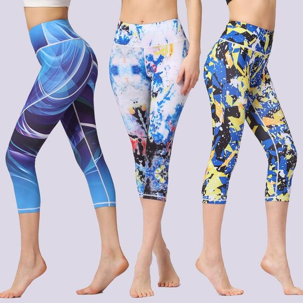 

sben print yoga pants fittness leggings waist slimming workout women sport women's, Black