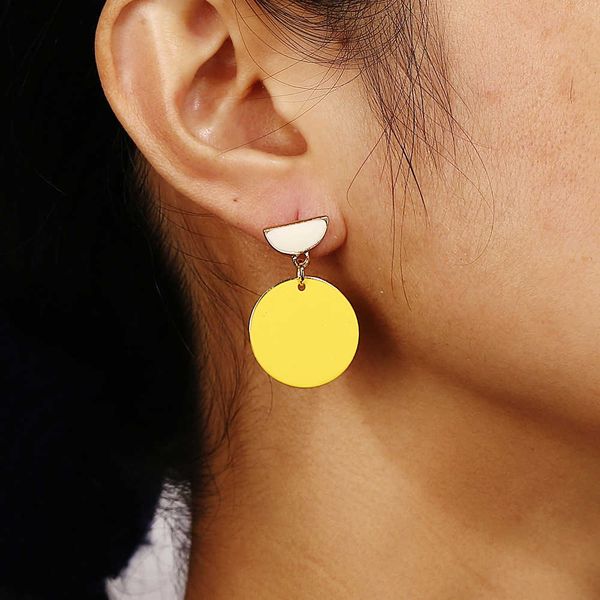 

color earrings creative sweet circle earrings simple geometric earrings, Silver