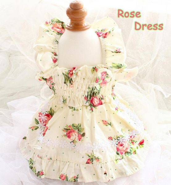 

dog apparel clothes dress pet slip skirt 100% cotton sleeveless lotus leaf rural rose comfortable cat summer poodle