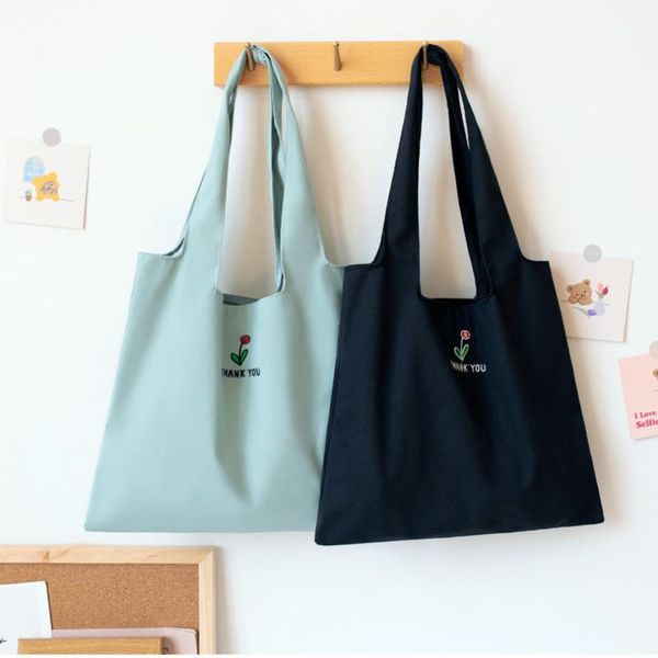

evening bags canvas women's shoulder shopper bag korean fashion embroidery student handbag eco cotton cloth shopping fabric tote
