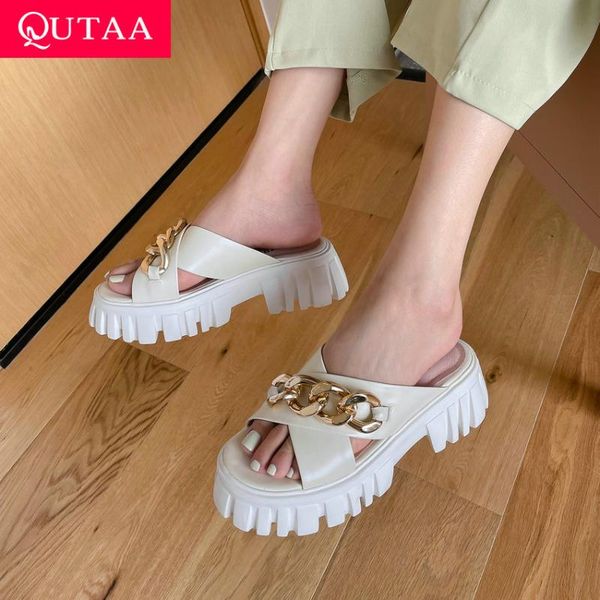 

genuine leather platform female shoes metal decoration summer women slides open toe square heel sandals size 34-39 dress, Black