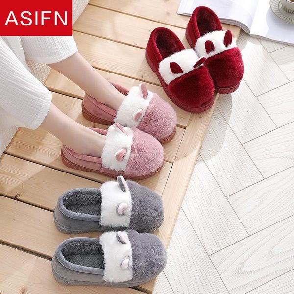 

ladies fur slippers winter sheep ears hair bag root indoor outdoor home cotton cute women warm shoes, Black