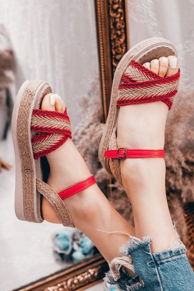 

sandals red women 's flat, Black