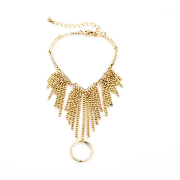 

charm bracelets gold color loop tassel pendant bracelet zircon inlay fashion women trendy accessories1, Golden;silver