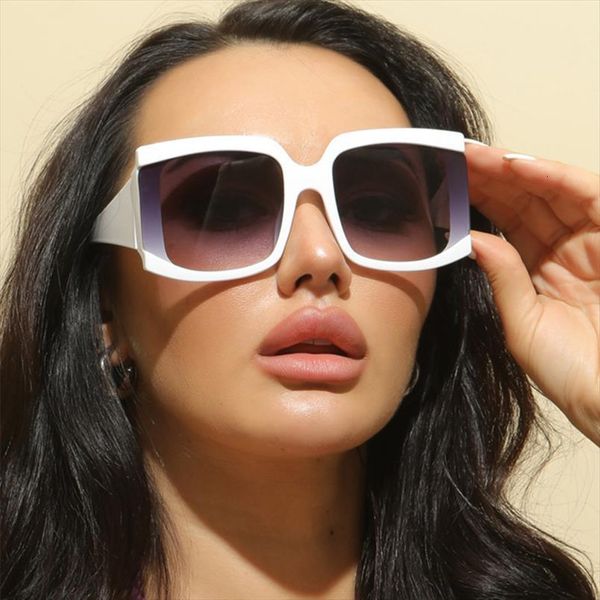 

square oversized white pink sunglasses for women fashion big frame gradient sun glasses female uv400 shade black, White;black
