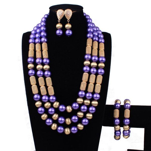 

earrings & necklace dudo african pearl imitation jewelry set dubai gold plated big fashion 2021, Silver