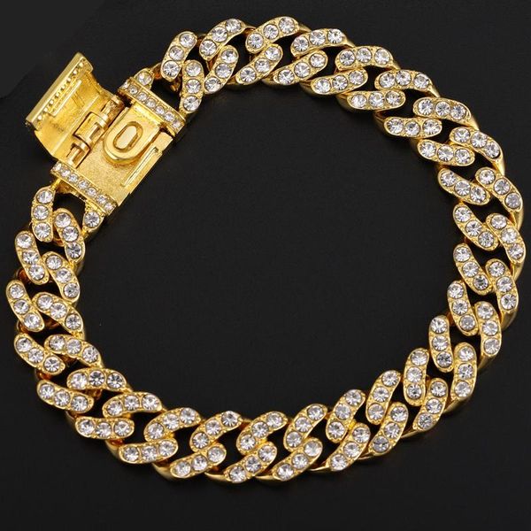 

link, chain 11mm men's bracelets stainless steel curb cuban link silver color gold bracelet men women jewelry gift, Black