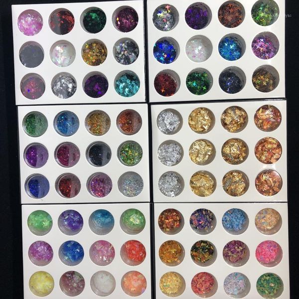 

12bottle pack in box(2g/box) nail art glitter dust powder flake sequins pigment for design manicure dust1, Silver;gold