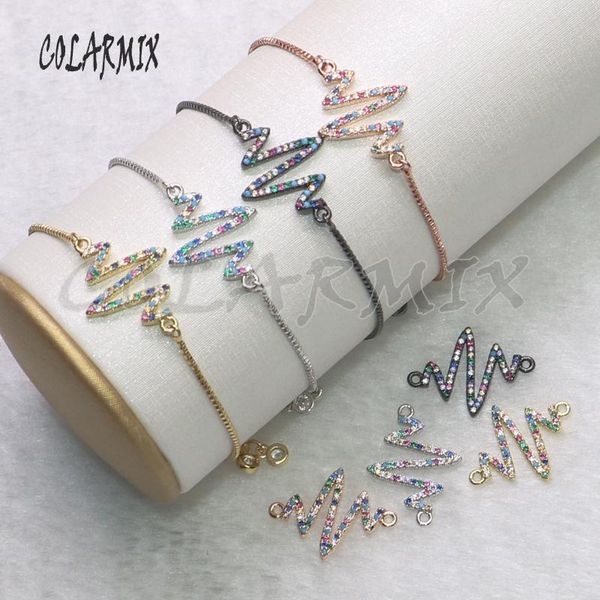 

charm bracelets 10 pieces crystal wave rainbow zircon pendants jewelry for women gift 5417, Golden;silver