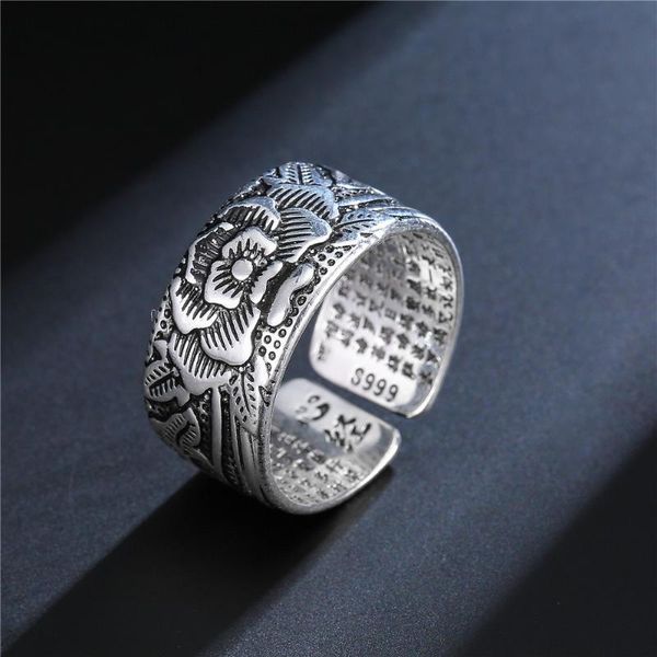 

cluster rings 925 vintage thai anemone ring opening adjustable for men and women, Golden;silver