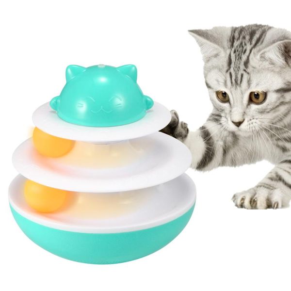 

cat toys two-layer turntable interactive catching ball 2-level tower tracks toy